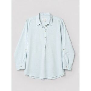 Cynthia Rowley Women 100% Linen Top 1X Beachy Coastal Euro Summer Fisherman